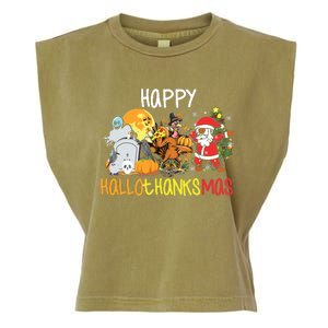 Happy Hallothanksmas Coffee Latte Halloween Thanksgiving Garment-Dyed Women's Muscle Tee