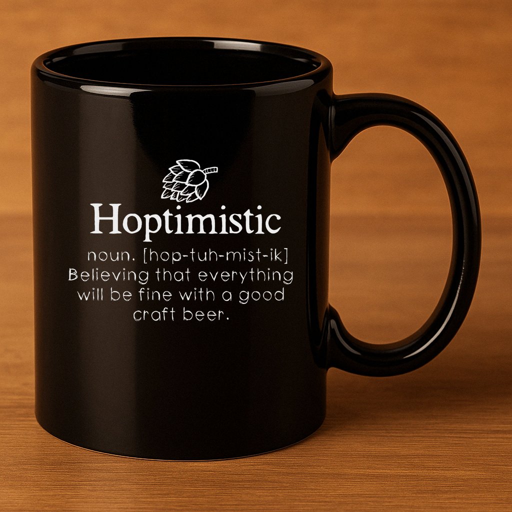 Hoptimistic Hops Craft Beer Lover Gift Homebrew Brewery 11oz C Handle Ceramic Mug