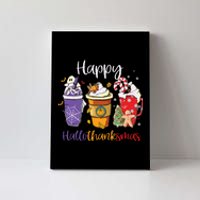 Happy Hallothanksmas Coffee Latte Halloween Thanksgiving Canvas