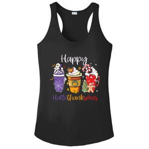 Happy Hallothanksmas Coffee Latte Halloween Thanksgiving Ladies PosiCharge Competitor Racerback Tank