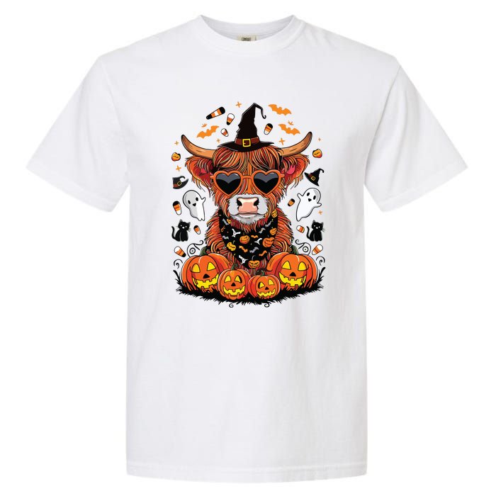 Halloween Highland Cow Farm Western Ghost Cow Witchy Pumpkin Garment-Dyed Heavyweight T-Shirt