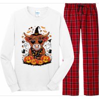 Halloween Highland Cow Farm Western Ghost Cow Witchy Pumpkin Long Sleeve Pajama Set