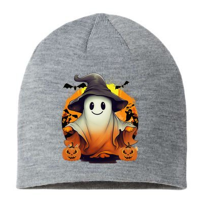 HAPPY HALLOWEEN Cute Halloween Ghost Bat & Halloween Pumpkin Sustainable Beanie