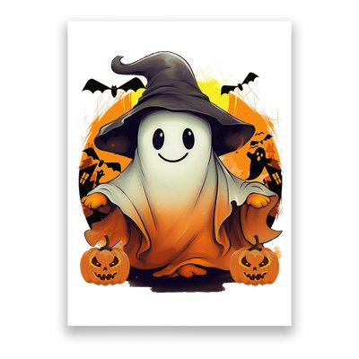 HAPPY HALLOWEEN Cute Halloween Ghost Bat & Halloween Pumpkin Poster