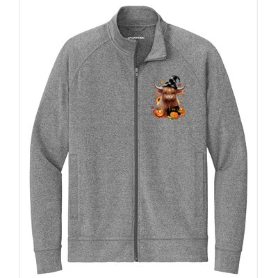 Halloween Highland Cow Witchy Cow Spooky Pumpkin Hello Fall Stretch Full-Zip Cadet Jacket