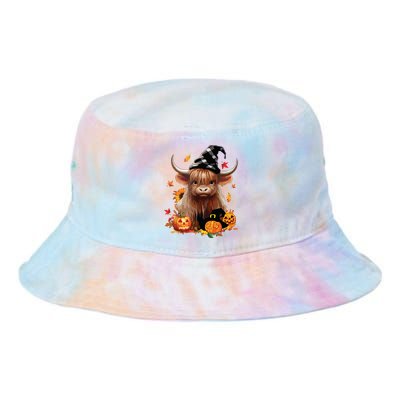 Halloween Highland Cow Witchy Cow Spooky Pumpkin Hello Fall Tie Dye Newport Bucket Hat