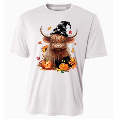 Halloween Highland Cow Witchy Cow Spooky Pumpkin Hello Fall Cooling Performance Crew T-Shirt