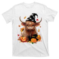 Halloween Highland Cow Witchy Cow Spooky Pumpkin Hello Fall T-Shirt