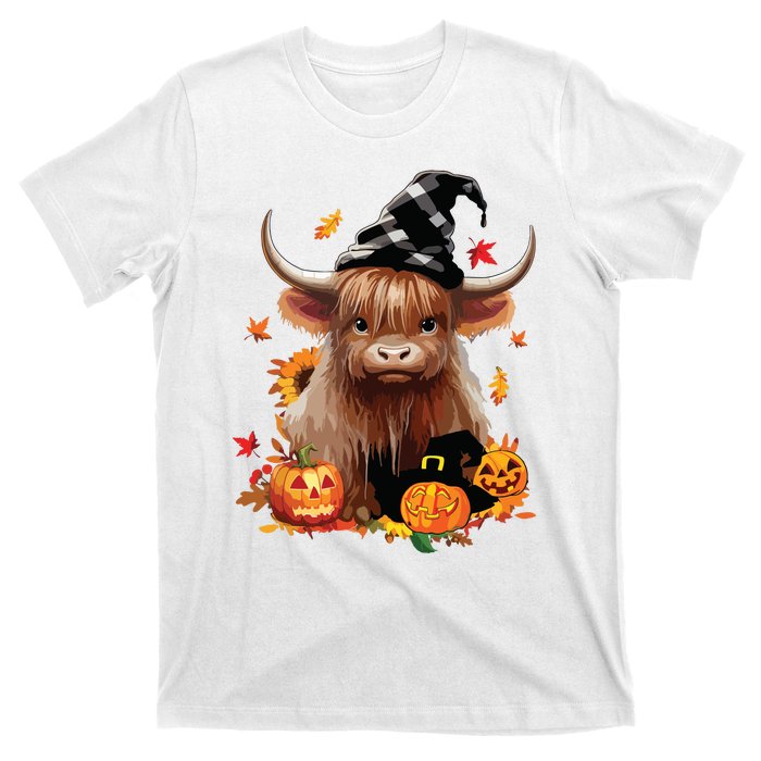 Halloween Highland Cow Witchy Cow Spooky Pumpkin Hello Fall T-Shirt