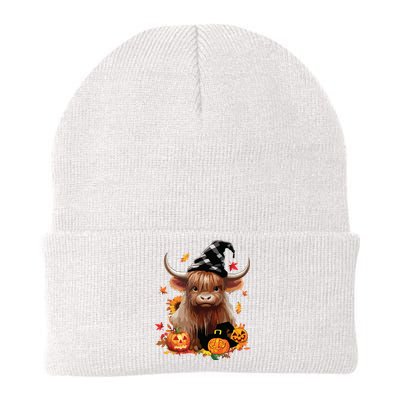 Halloween Highland Cow Witchy Cow Spooky Pumpkin Hello Fall Knit Cap Winter Beanie