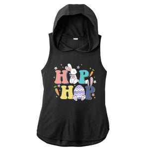 Hip Hop Cute Easter Bunny Ladies PosiCharge Tri-Blend Wicking Draft Hoodie Tank