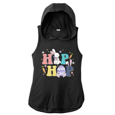 Hip Hop Cute Easter Bunny Ladies PosiCharge Tri-Blend Wicking Draft Hoodie Tank