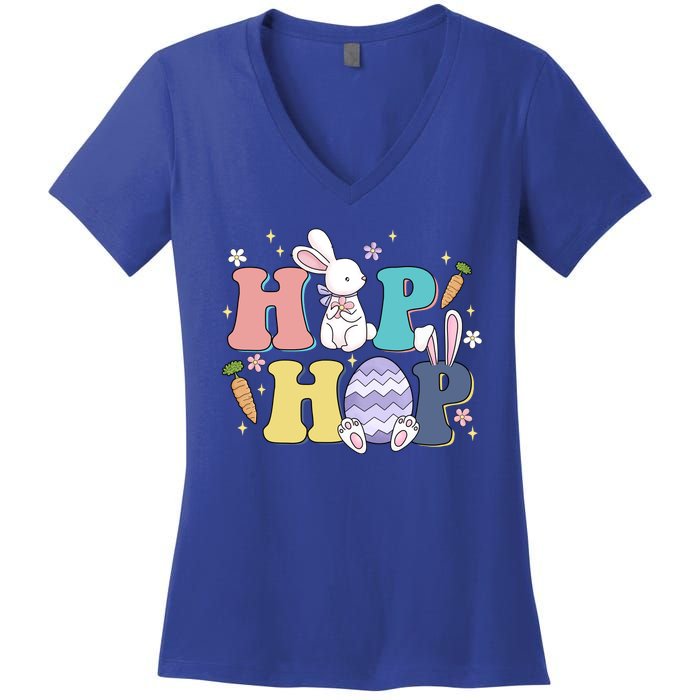 Hip Hop Cute Easter Bunny Women's V-Neck T-Shirt