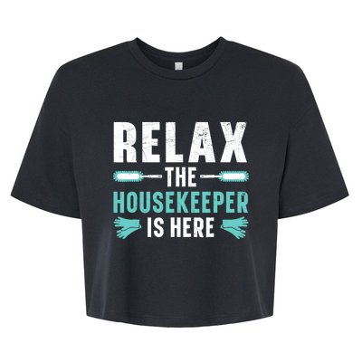 Housekeeping Housekeeper Cleaner Job Cleaning Crew Bella+Canvas Jersey Crop Tee