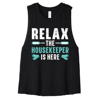 Housekeeping Housekeeper Cleaner Job Cleaning Crew Women's Racerback Cropped Tank