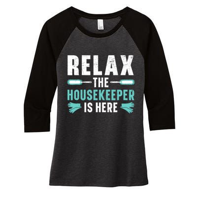 Housekeeping Housekeeper Cleaner Job Cleaning Crew Women's Tri-Blend 3/4-Sleeve Raglan Shirt