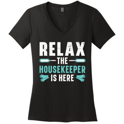 Housekeeping Housekeeper Cleaner Job Cleaning Crew Women's V-Neck T-Shirt