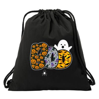 Hilarious Halloween Costume with Ghosts and Pumpkins Drawstring Bag