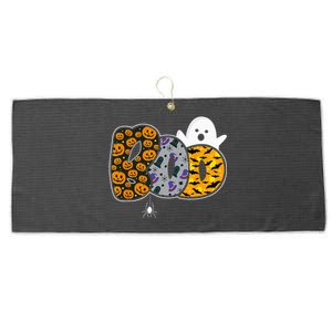 Hilarious Halloween Costume with Ghosts and Pumpkins Large Microfiber Waffle Golf Towel