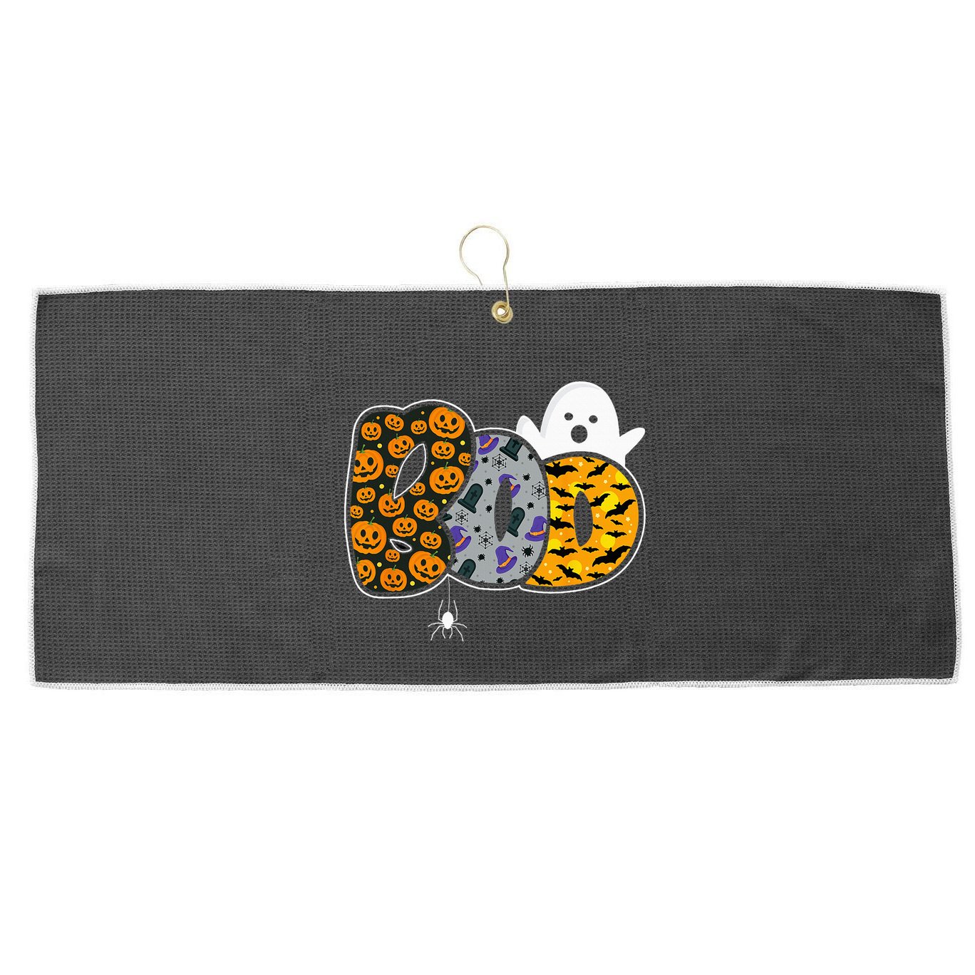 Hilarious Halloween Costume with Ghosts and Pumpkins Large Microfiber Waffle Golf Towel