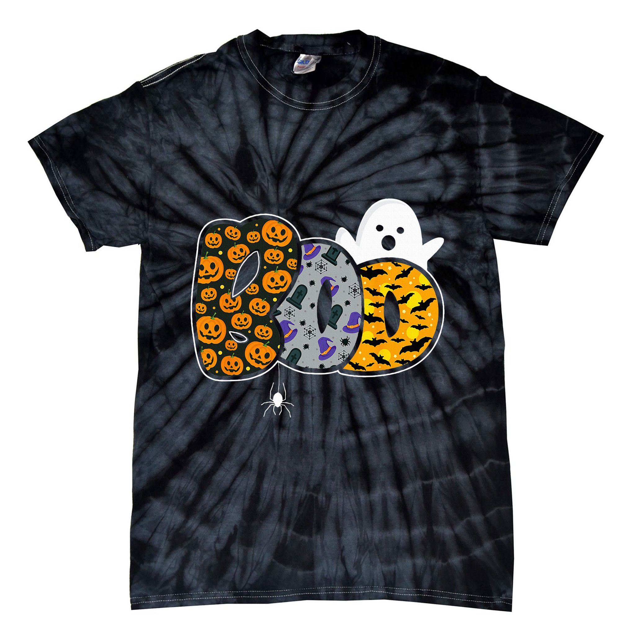 Hilarious Halloween Costume with Ghosts and Pumpkins Tie-Dye T-Shirt