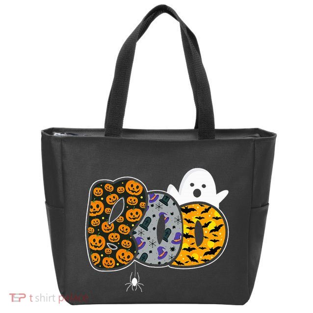 Hilarious Halloween Costume with Ghosts and Pumpkins Zip Tote Bag