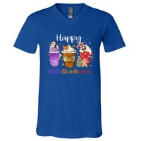 Happy Hallothanksmas Coffee Latte Halloween Thanksgiving Meaningful Gift V-Neck T-Shirt