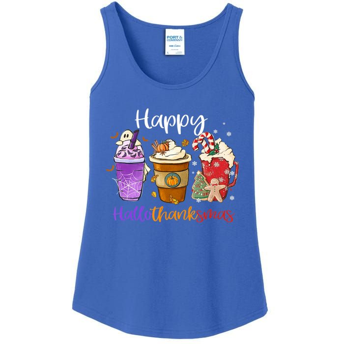 Happy Hallothanksmas Coffee Latte Halloween Thanksgiving Meaningful Gift Ladies Essential Tank