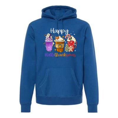 Happy Hallothanksmas Coffee Latte Halloween Thanksgiving Meaningful Gift Premium Hoodie