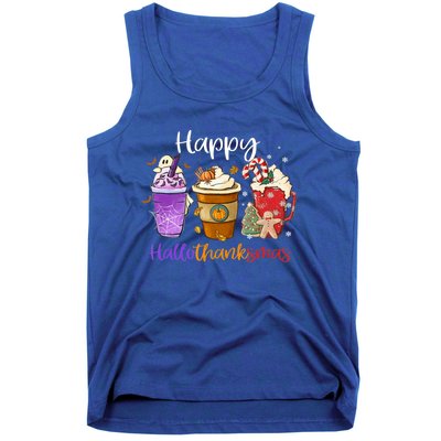 Happy Hallothanksmas Coffee Latte Halloween Thanksgiving Meaningful Gift Tank Top