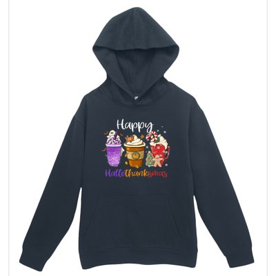 Happy Hallothanksmas Coffee Latte Halloween Thanksgiving Meaningful Gift Urban Pullover Hoodie