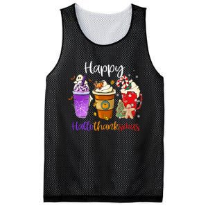 Happy Hallothanksmas Coffee Latte Halloween Thanksgiving Mesh Reversible Basketball Jersey Tank