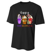 Happy Hallothanksmas Coffee Latte Halloween Thanksgiving Performance Sprint T-Shirt