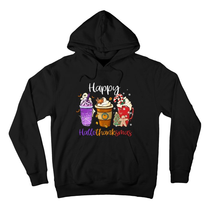 Happy Hallothanksmas Coffee Latte Halloween Thanksgiving Hoodie