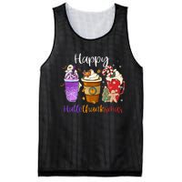 Happy Hallothanksmas Coffee Latte Halloween Thanksgiving Mesh Reversible Basketball Jersey Tank