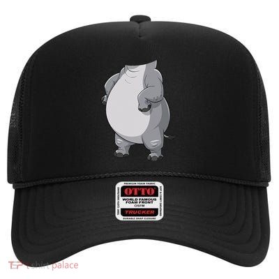 Hippo Hippopotamus Costume Gift High Crown Mesh Back Trucker Hat