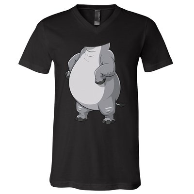 Hippo Hippopotamus Costume Gift V-Neck T-Shirt