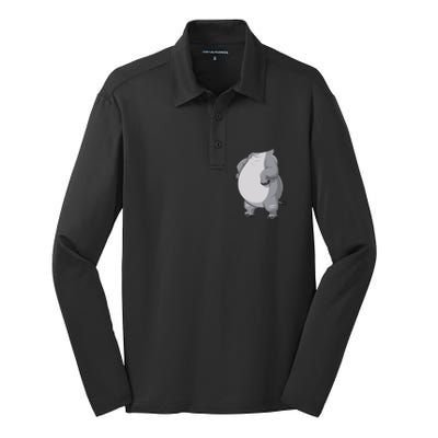 Hippo Hippopotamus Costume Gift Silk Touch Performance Long Sleeve Polo