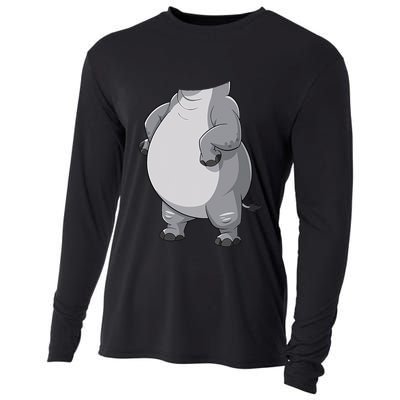 Hippo Hippopotamus Costume Gift Cooling Performance Long Sleeve Crew