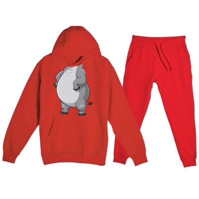 Hippo Hippopotamus Costume Gift Premium Hooded Sweatsuit Set