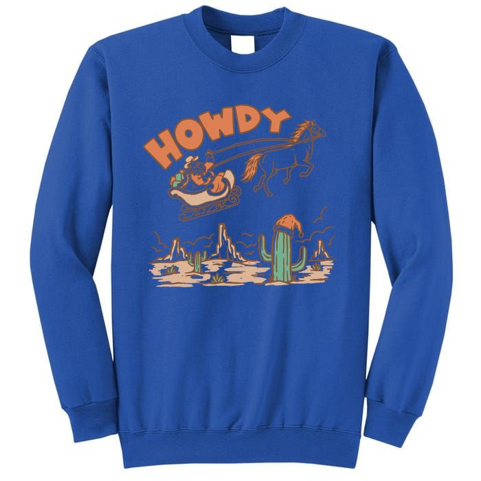 Howdy Holiday Cow Santa Christmas Western Vintage Gift Sweatshirt