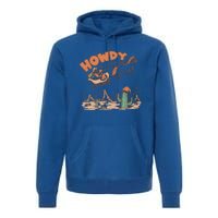 Howdy Holiday Cow Santa Christmas Western Vintage Gift Premium Hoodie