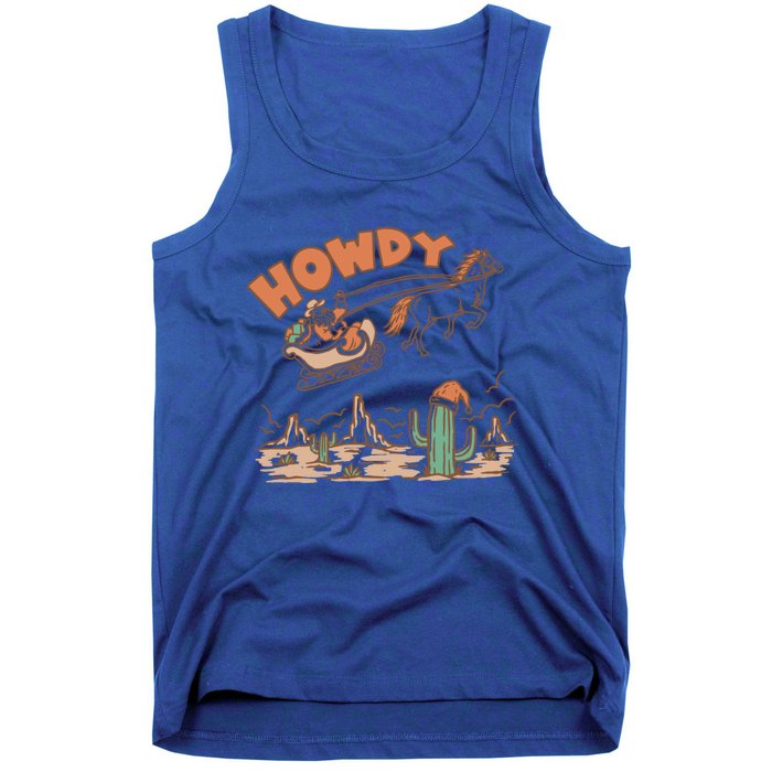 Howdy Holiday Cow Santa Christmas Western Vintage Gift Tank Top