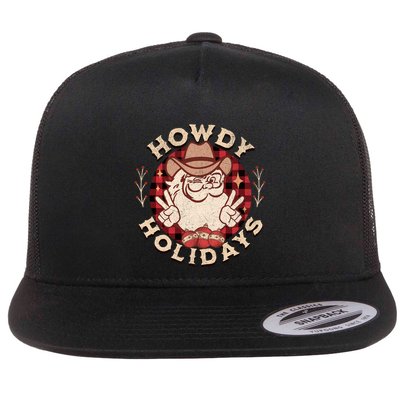 Howdy Holidays Cow Santa Christmas West Lifestyle Funny Gift Flat Bill Trucker Hat