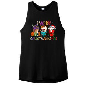 Happy Hallothanksmas Coffee Holiday Season Ladies PosiCharge Tri-Blend Wicking Tank