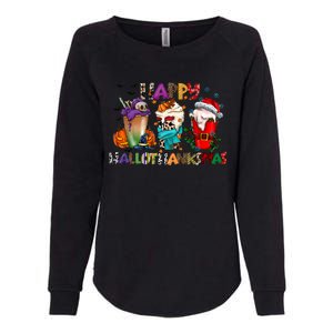 Happy Hallothanksmas Coffee Holiday Season Womens California Wash Sweatshirt