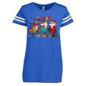 Happy Hallothanksmas Coffee Holiday Season Enza Ladies Jersey Football T-Shirt