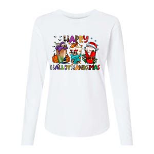 Happy Hallothanksmas Coffee Holiday Season Womens Cotton Relaxed Long Sleeve T-Shirt