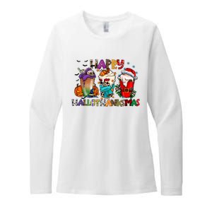 Happy Hallothanksmas Coffee Holiday Season Womens CVC Long Sleeve Shirt