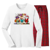 Happy Hallothanksmas Coffee Holiday Season Women's Long Sleeve Flannel Pajama Set 